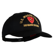 U.S. Marine Corps 3rd Marine Division Embroidered Solid Cotton Twill Pro Style Cap - Black OSFM