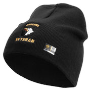 Licensed 101st Airborne Veteran Embroidered 8 Inch Knitted Short Beanie - Black OSFM