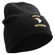 Licensed 101st Airborne Veteran Embroidered 8 Inch Knitted Short Beanie - Black OSFM
