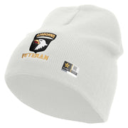 Licensed 101st Airborne Veteran Embroidered 8 Inch Knitted Short Beanie - White OSFM