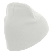 Licensed 101st Airborne Veteran Embroidered 8 Inch Knitted Short Beanie - White OSFM