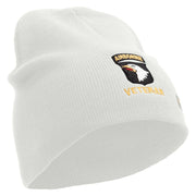 Licensed 101st Airborne Veteran Embroidered 8 Inch Knitted Short Beanie - White OSFM