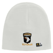 Licensed 101st Airborne Veteran Embroidered 8 Inch Knitted Short Beanie - White OSFM