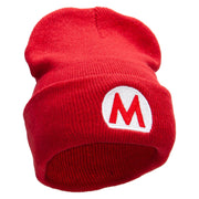 Made in USA Mario Luigi Wario Waluigi Embroidered Stretch ECO Cotton Long Beanie - Red XL