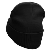 Like and Set an Alarm Embroidered 12 inch Acrylic Cuffed Long Beanie - Black OSFM