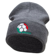 Mexico Soccer Ball 12 Inch Solid Knit Cuff Long Beanie - Charcoal OSFM