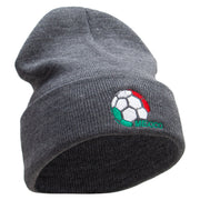 Mexico Soccer Ball 12 Inch Solid Knit Cuff Long Beanie - Charcoal OSFM