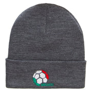 Mexico Soccer Ball 12 Inch Solid Knit Cuff Long Beanie - Charcoal OSFM