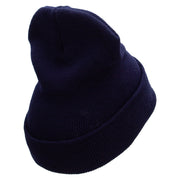 Mexico Soccer Ball 12 Inch Solid Knit Cuff Long Beanie - Navy OSFM