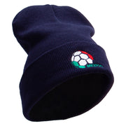 Mexico Soccer Ball 12 Inch Solid Knit Cuff Long Beanie - Navy OSFM