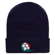 Mexico Soccer Ball 12 Inch Solid Knit Cuff Long Beanie - Navy OSFM