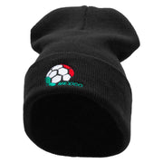 Mexico Soccer Ball 12 Inch Solid Knit Cuff Long Beanie - Black OSFM