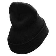 Mexico Soccer Ball 12 Inch Solid Knit Cuff Long Beanie - Black OSFM