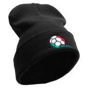 Mexico Soccer Ball 12 Inch Solid Knit Cuff Long Beanie - Black OSFM