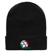 Mexico Soccer Ball 12 Inch Solid Knit Cuff Long Beanie - Black OSFM