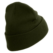 Licensed 101st Airborne Veteran Embroidered 12 Inch Long Knitted Beanie - Olive OSFM