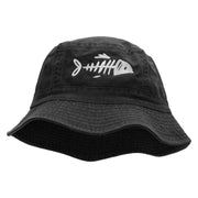 Fish Bone Embroidered Bucket Hat