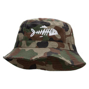 Fish Bone Embroidered Bucket Hat