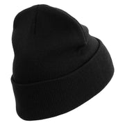 Licensed 101st Airborne Veteran Embroidered 12 Inch Long Knitted Beanie - Black OSFM