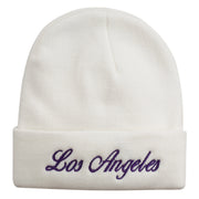 Los Angeles Embroidered Long Cuff Beanie