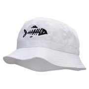 Fish Bone Embroidered Bucket Hat