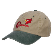 Cardinals Bird Embroidered Washed Two Tone Cap