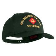 4th Marine Division Veteren Embroidered Solid Cotton Twill Pro Style Cap - Dk-Green OSFM