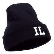 IL Illinois State Embroidered Long Beanie