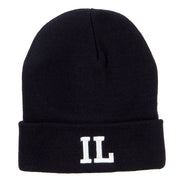 IL Illinois State Embroidered Long Beanie