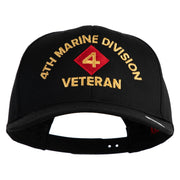 4th Marine Division Veteren Embroidered Solid Cotton Twill Pro Style Cap - Black OSFM