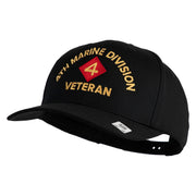4th Marine Division Veteren Embroidered Solid Cotton Twill Pro Style Cap - Black OSFM
