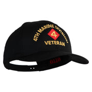 4th Marine Division Veteren Embroidered Solid Cotton Twill Pro Style Cap - Black OSFM