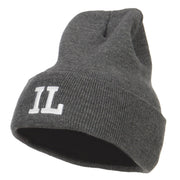 IL Illinois State Embroidered Long Beanie