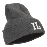 IL Illinois State Embroidered Long Beanie