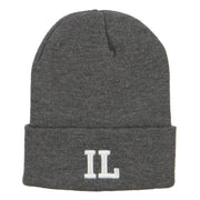 IL Illinois State Embroidered Long Beanie