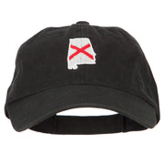 Alabama State Flag Map Embroidered Low Profile Cotton Cap