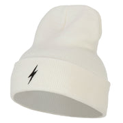 Lightning Bolt Embroidered Long Beanie