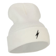 Lightning Bolt Embroidered Long Beanie