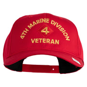 4th Marine Division Veteren Embroidered Solid Cotton Twill Pro Style Cap - Red OSFM