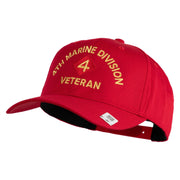 4th Marine Division Veteren Embroidered Solid Cotton Twill Pro Style Cap - Red OSFM