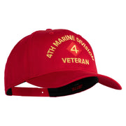 4th Marine Division Veteren Embroidered Solid Cotton Twill Pro Style Cap - Red OSFM