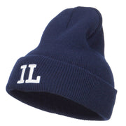 IL Illinois State Embroidered Long Beanie