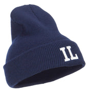 IL Illinois State Embroidered Long Beanie