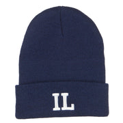 IL Illinois State Embroidered Long Beanie