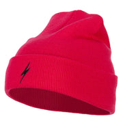 Lightning Bolt Embroidered Long Beanie