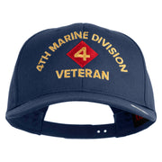 4th Marine Division Veteren Embroidered Solid Cotton Twill Pro Style Cap - Navy OSFM