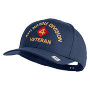 4th Marine Division Veteren Embroidered Solid Cotton Twill Pro Style Cap - Navy OSFM