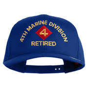 4th Marine Division Retired Embroiered Solid Cotton Twill Pro Style Cap - Royal OSFM