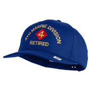 4th Marine Division Retired Embroiered Solid Cotton Twill Pro Style Cap - Royal OSFM
