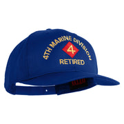 4th Marine Division Retired Embroiered Solid Cotton Twill Pro Style Cap - Royal OSFM